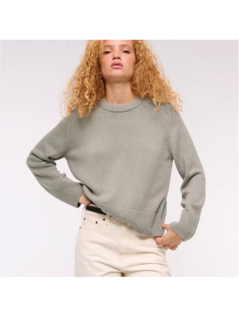 Abercrombie & Fitch Crew Neck Sweater Sage Green Size L
